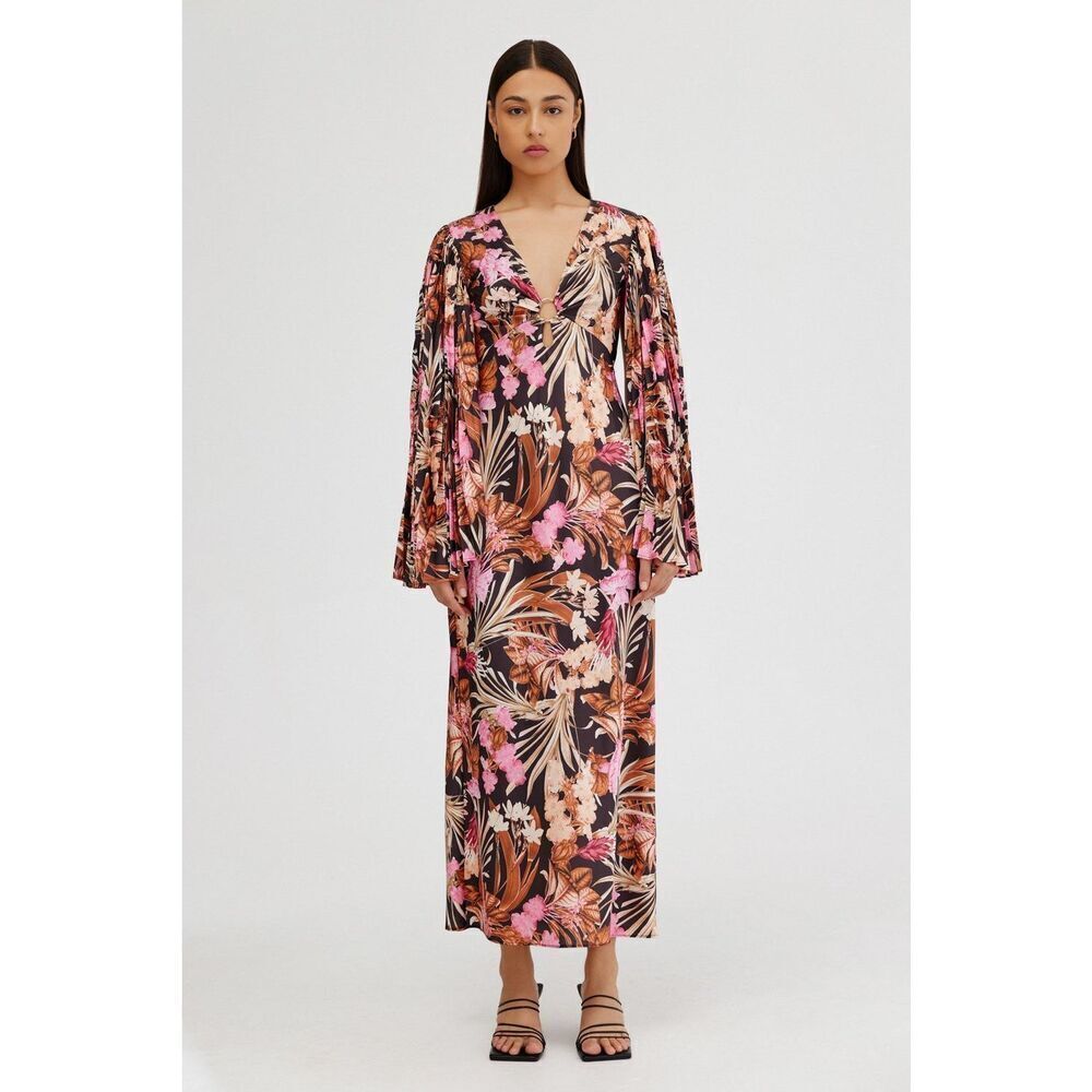 Significant Other Pixi Maxi Dress in Chocolate Botanical Dress Sz 4 NWT$360